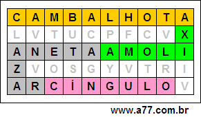 Labirinto Palavras Cambalhota, Xiloma, Atenazar, Cíngulo