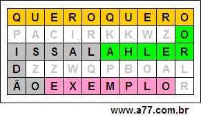 Labirinto Palavras Queroquero, Orelha, Lassidão, Exemplo