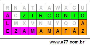 Labirinto Palavras Zircônio, Azáfama, Mazela