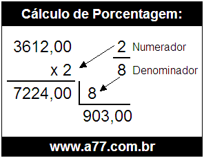 Calcular 2/8 de R$ 3612,00
