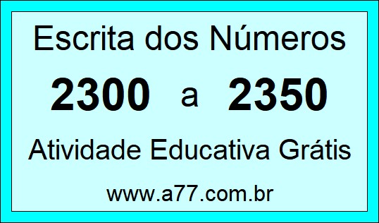 Atividade de Contar Números de 2300 a 2350