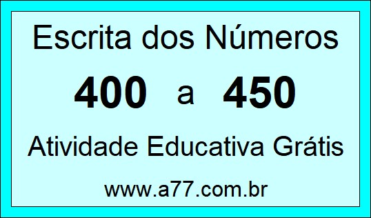 Atividade de Contar Números de 400 a 450