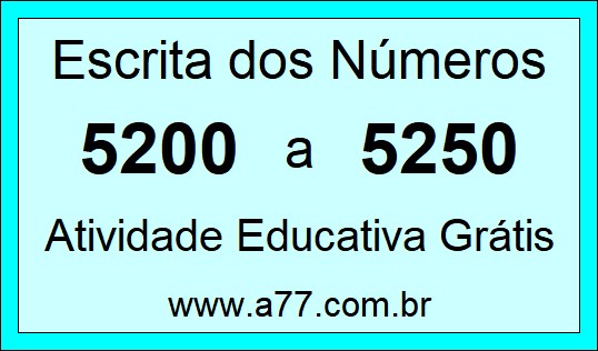 Atividade de Contar Números de 5200 a 5250
