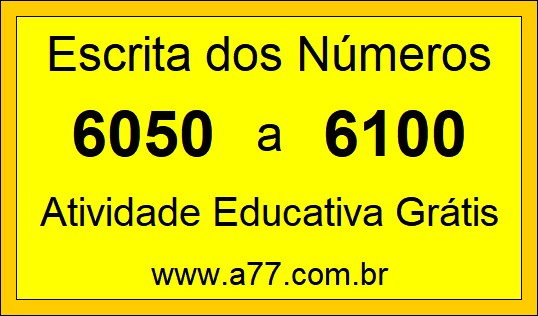Atividade de Contar Números de 6050 a 6100