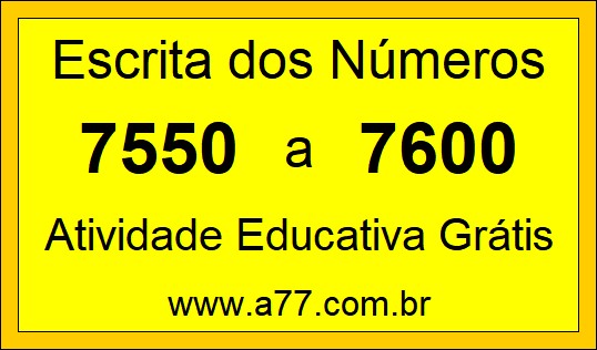 Atividade de Contar Números de 7550 a 7600