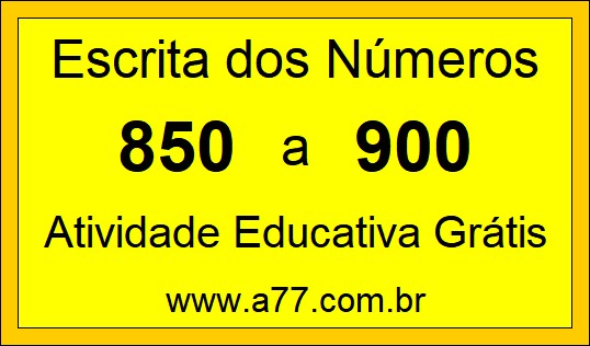 Atividade de Contar Números de 850 a 900