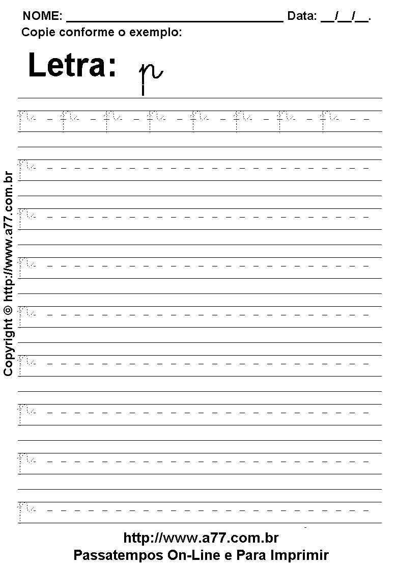 Exercício Pontilhado com a Letra P para Imprimir