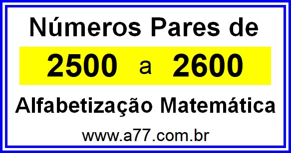 Copiar Números Pares de 2500 a 2600