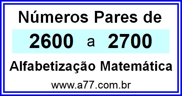 Copiar Números Pares de 2600 a 2700