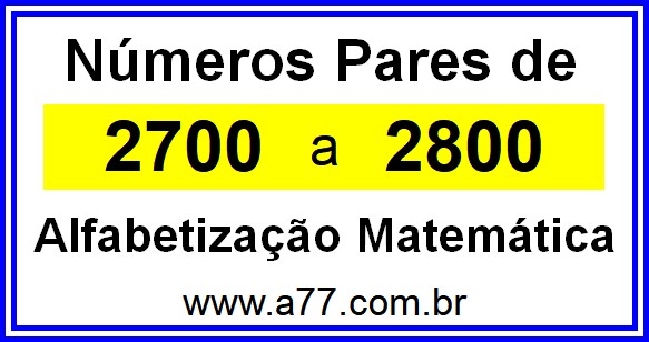 Copiar Números Pares de 2700 a 2800