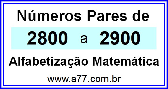 Copiar Números Pares de 2800 a 2900