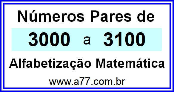Copiar Números Pares de 3000 a 3100