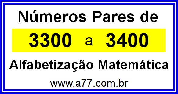 Copiar Números Pares de 3300 a 3400