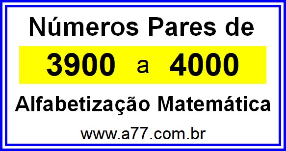 Copiar Números Pares de 3900 a 4000