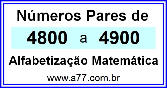 Copiar Números Pares de 4800 a 4900