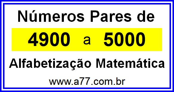 Copiar Números Pares de 4900 a 5000