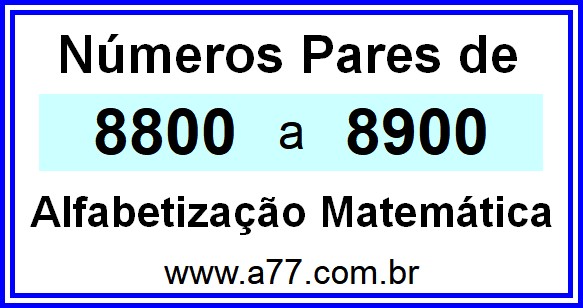 Copiar Números Pares de 8800 a 8900
