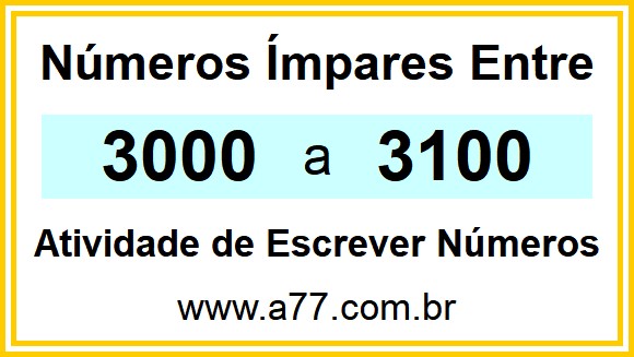 Lista de Números Ímpares Entre 3000 e 3100