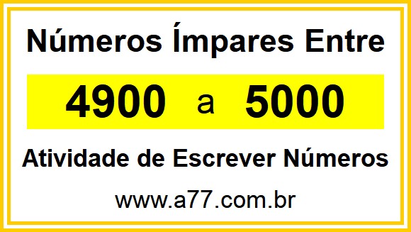 Lista de Números Ímpares Entre 4900 e 5000