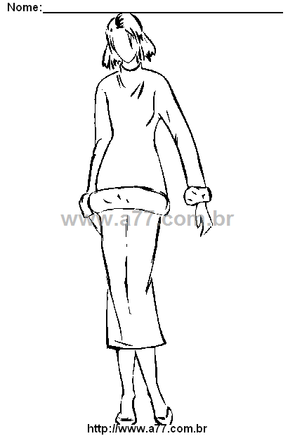 Desenho Para Colorir Moda, Modelo, Roupa, Costura