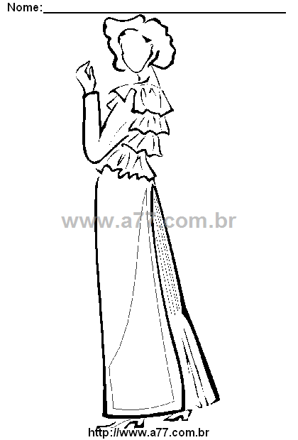 Desenho e Imagem Moda Estilo Antigo para Colorir e Imprimir Grátis