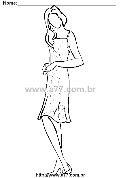 Desenho Para Colorir Moda, Modelo, Roupa, Costura