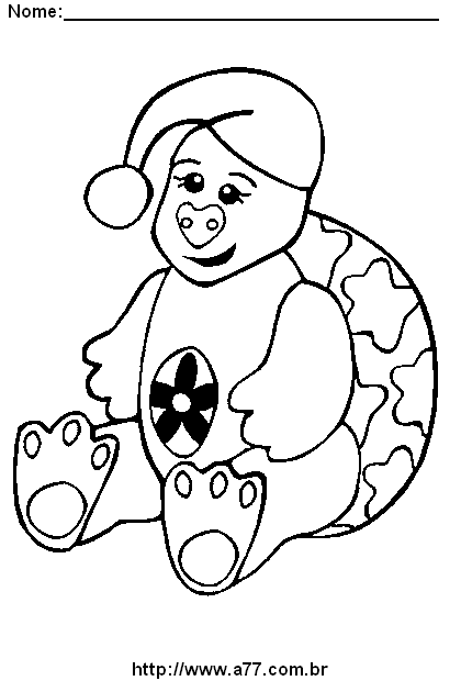 Desenho de Tartaruga Com Gorro Para Colorir