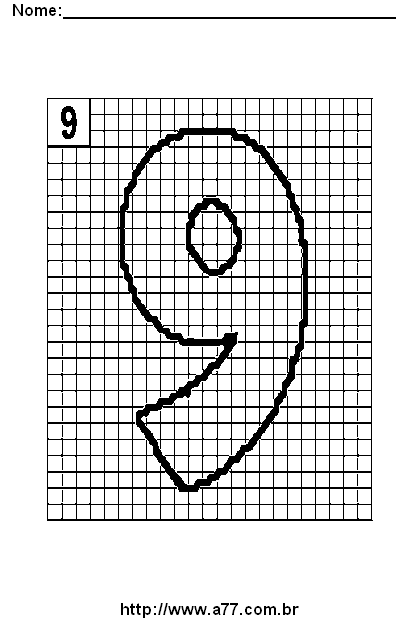 Desenho do Número 9 Para Imprimir e Colorir