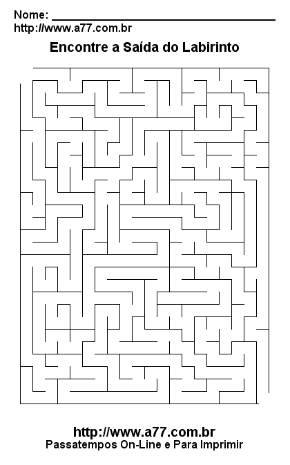 Labirinto Para Imprimir e Resolver no Papel