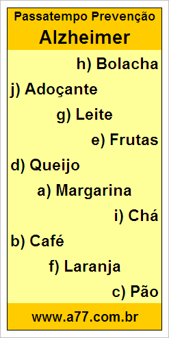 Gabarito Palavra Cruzada Sobre Café da Manhã