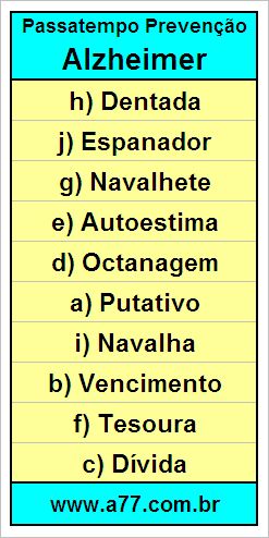 Gabarito Palavra Cruzada de Conhecimentos Gerais