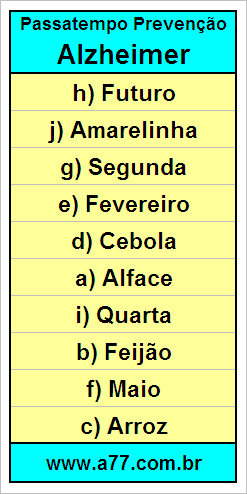 Gabarito Palavra Cruzada de Conhecimentos Gerais
