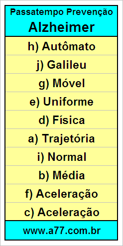 Gabarito Palavra Cruzada de Física