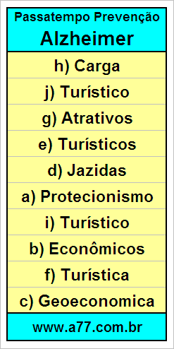 Gabarito Palavra Cruzada de Geografia