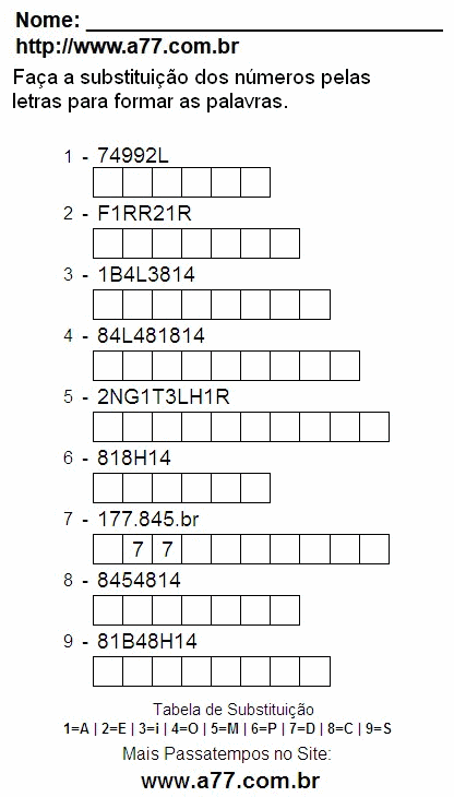 Imprimir Passatempo Com Letras e Palavras