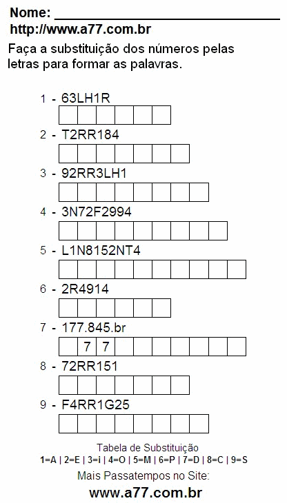 Imprimir Passatempo Fácil Com Letras e Números