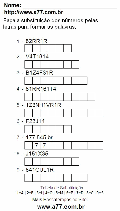 Imprimir Passatempo Com Letras e Palavras