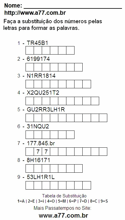 Imprimir Passatempo Com Letras e Números