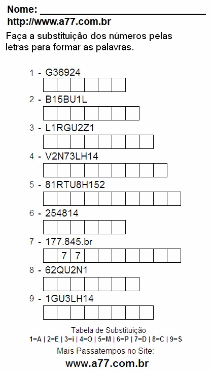 Fazer a Impressão de Passatempo Fácil Com Letras e Números