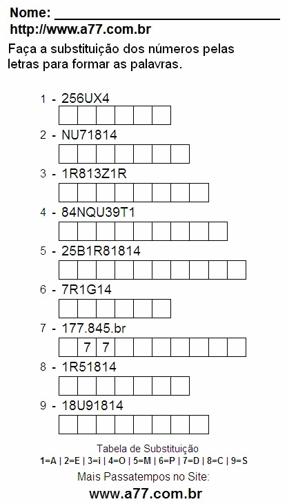 Fazer a Impressão de Passatempo Com Letras e Números