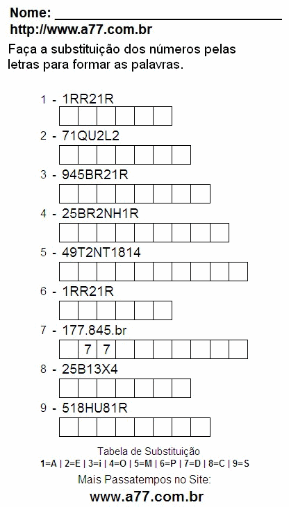 Imprimir Passatempo Com Letras e Números