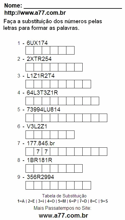 Passatempo Para Imprimir Com Letras e Números