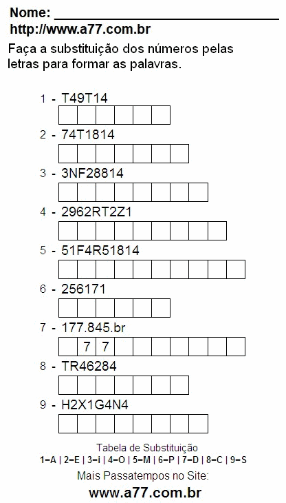 Fazer a Impressão de Passatempo Com Letras e Palavras