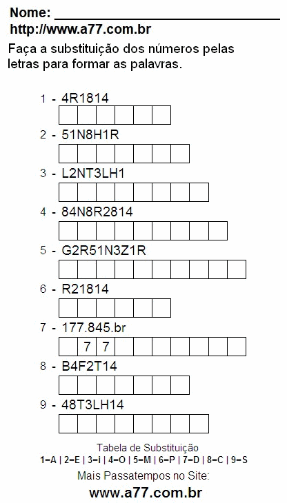 Imprimir Passatempo Com Letras e Palavras