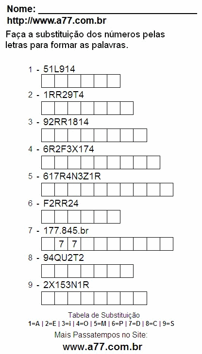 Imprimir Passatempo Com Letras e Números