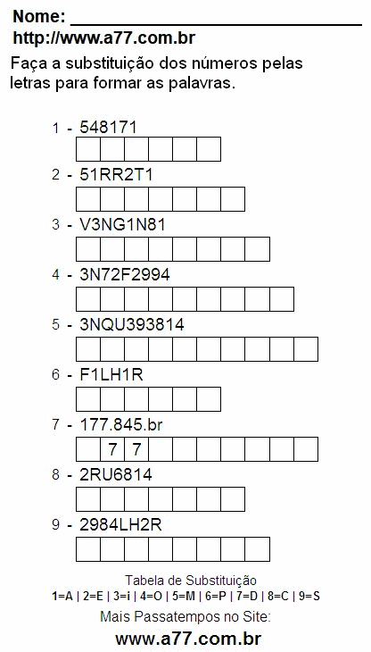 Fazer a Impressão de Passatempo Fácil Com Letras e Números