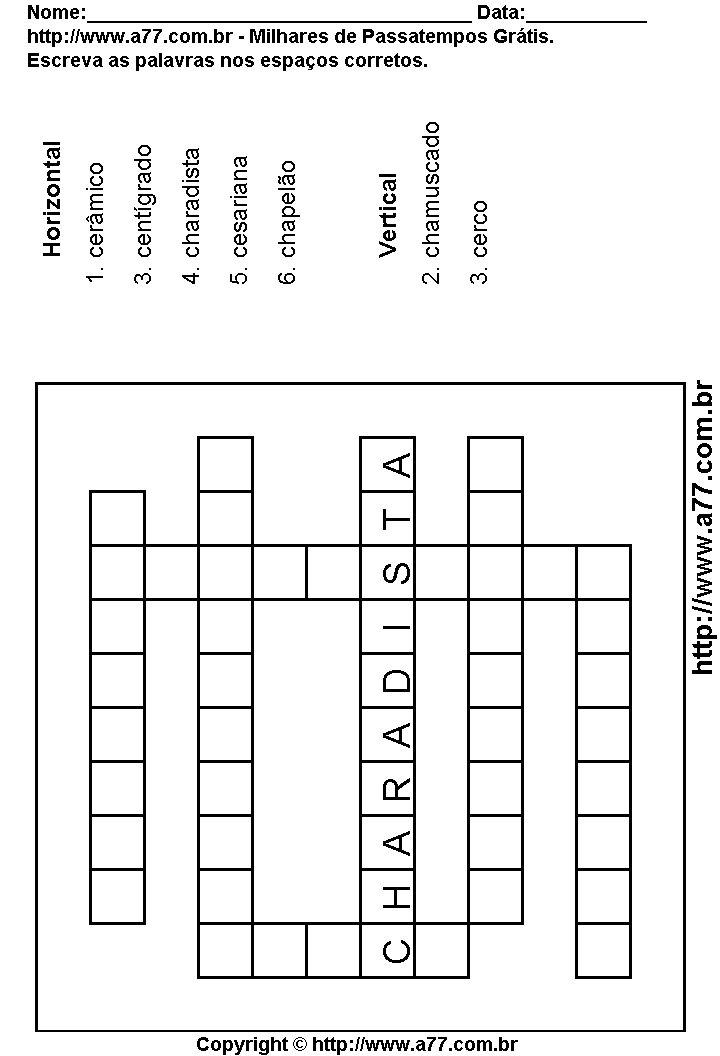 Cruzadinha Para Imprimir com Palavras Escritas Com a Letra C