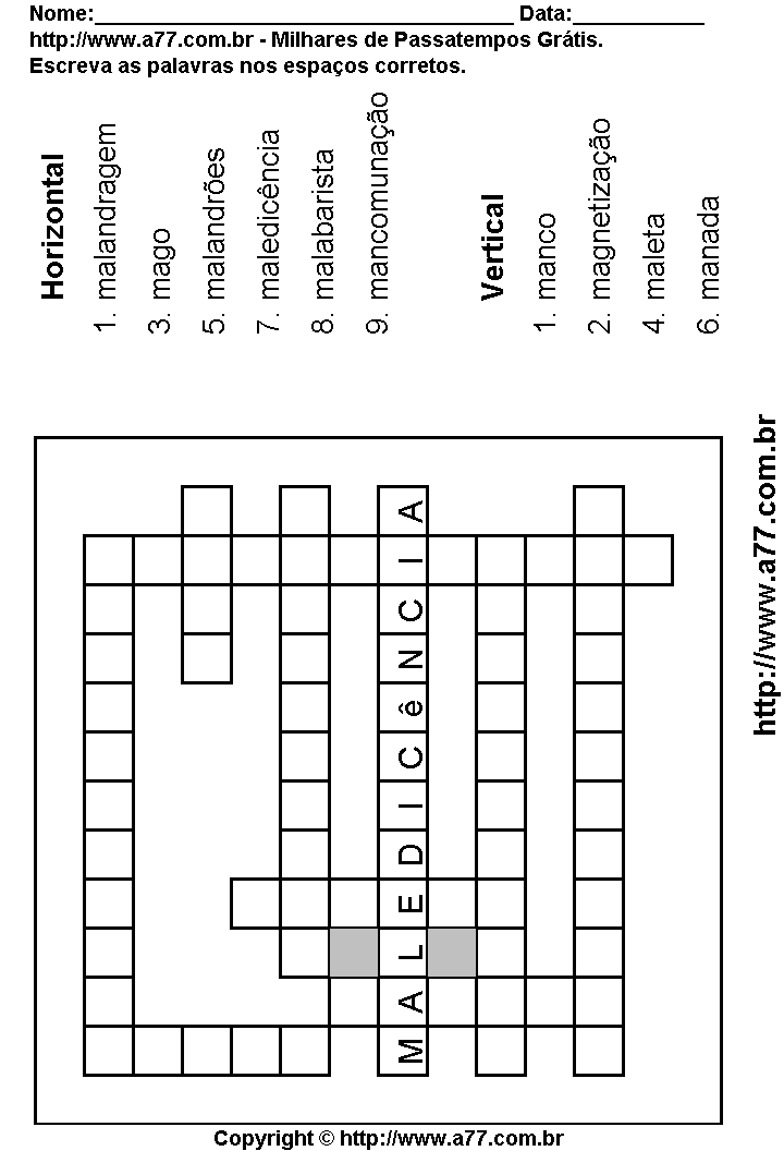 Cruzadinha Para Imprimir com Palavras Escritas Com a Letra M