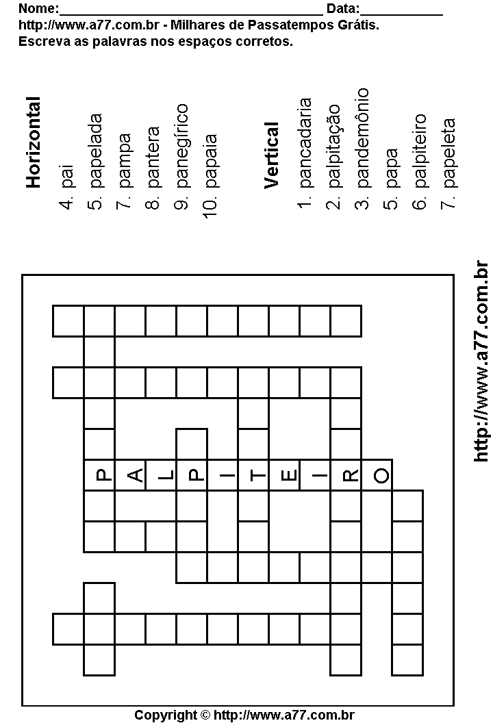 Cruzadinha Matemática para imprimir