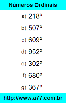 Exercícios sobre Converção de Números Ordinais Escritos por Extenso em Numeral